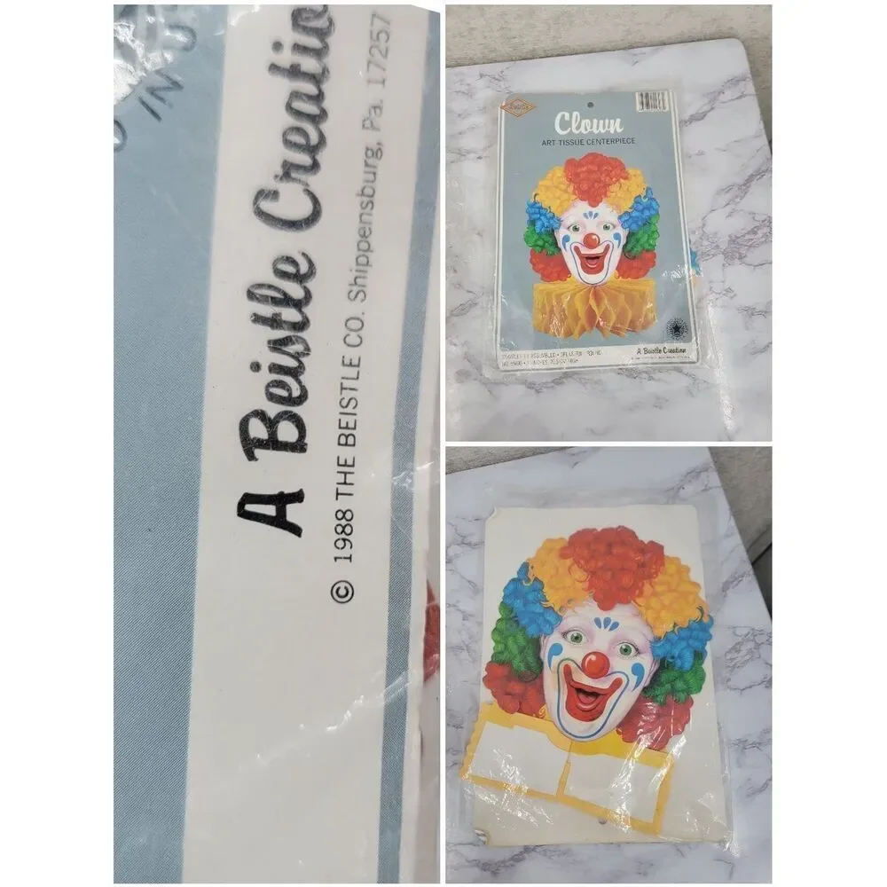 Vintage Clown Art Tissue Centerpiece Party Decorations Bundle Lot
